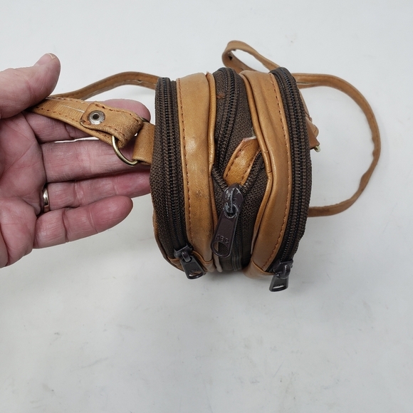 Vintage wool leather small crossbody duffle convertible zip bag - Picture 9 of 11